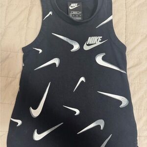 Nike Black Swoosh Print Tank Top Slim Fit XS Athletic